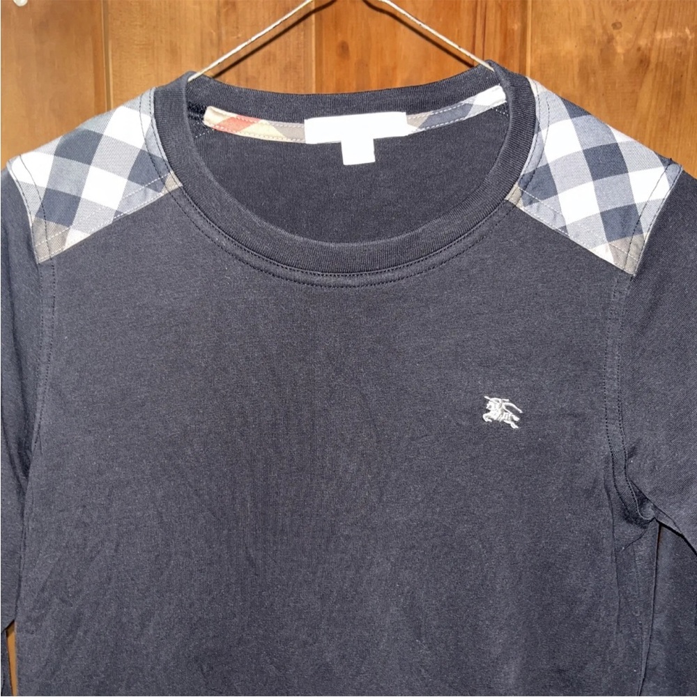 Boys Burberry L/sleeve Shirt Blk w/patch shoulders Size 10Y